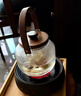 容山堂雙內膽玻璃燒水壺蒸煮茶器蒸茶器養生壺大號圍爐煮茶泡茶壺電陶爐 胡桃木平蓋提梁蒸煮茶器-豎紋1L 曬單實(shí)拍圖