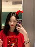 一寸相思紅色新年短袖t恤女馬年本命年衣服2026秋冬新款爆款純棉半袖上衣 紅色 XL (125-145斤） 曬單實(shí)拍圖