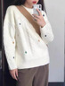柯蘭娜日系復古可愛(ài)軟糯麻花毛衣女秋冬慵懶風(fēng)寬松套頭外穿加厚針織上衣 米白色 均碼 （80-130斤） 曬單實(shí)拍圖