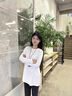 別語(yǔ)中長(cháng)款遮屁股長(cháng)袖t恤女春秋寬松休閑小個(gè)子下衣失蹤上衣 白色 L 曬單實(shí)拍圖