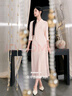 三彩【浮光織影】2025秋季新款提花連衣裙七分袖斜裁長(cháng)裙C 淺粉 L 165/88A 曬單實(shí)拍圖