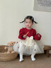 班喜迪嬰兒衣服春裝嬰幼兒連體衣女寶寶包屁衣公主包屁裙過(guò)年喜慶拜年服 紅色 90cm 曬單實(shí)拍圖