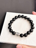 珍尚銀中國黃金馬年本命年手鏈黑曜石銀手串男S925本命年禮物新年送男友 曬單實(shí)拍圖