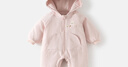 班喜迪嬰兒衣服秋冬裝嬰幼兒連體衣夾棉寶寶外出服冬季連帽公主哈衣爬服 粉色 80cm 曬單實(shí)拍圖