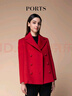 PORTS女裝秋冬新款職場(chǎng)長(cháng)袖短大衣毛呢外套 深紅色 6 曬單實(shí)拍圖