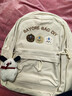 好奇貓書(shū)包女初中生高顏值ins可愛(ài)刺繡大容量雙肩包高中大學(xué)生電腦背包 白色【帶帕恰狗掛件】 曬單實(shí)拍圖