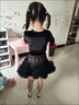 茶年（CHANIAN）拉丁舞服裝女童秋冬 秋冬女童蕾絲長(cháng)袖絲絨蓬蓬裙大擺分體練功服 黑色 110 曬單實(shí)拍圖