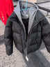 布須曼黑色假兩件棉服外套男冬季加厚保暖晉江棉衣短款PU皮連帽面包服 黑色[升級款] XL 曬單實(shí)拍圖