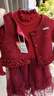 女童冬季加絨保暖圣誕節甜美套裝2025新款中大童年服紗裙兩件套潮 紅色 130 曬單實(shí)拍圖