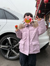 ASK JUNIOR兒童羽絨服25冬季小童可拆卸毛領(lǐng)保暖7A抗菌絨羽絨外套女童 紫色 曬單實(shí)拍圖