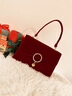 CADUNI KAISER包包女包紅色新娘婚包輕奢手提單肩斜挎生日新年禮物送女生女友 【酒紅色】實(shí)用走心 品牌小眾百搭時(shí)尚高端氣質(zhì) 曬單實(shí)拍圖