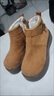 啄木鳥(niǎo)品牌真皮厚底防滑雪地靴女2025新款冬季加絨保暖皮毛一體短靴 卡其色（加絨） 37 曬單實(shí)拍圖