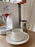 瑜尚臻品咖啡杯子杯碟套裝精致輕奢下午茶陶瓷杯藝術(shù)馬克牛奶杯簡(jiǎn)約 流水紋咖啡杯碟（磨砂白+金色勺子） 曬單實(shí)拍圖
