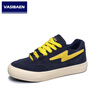萬(wàn)斯巴日系小眾鞋子潮2026冬季新款加絨帆布鞋男百搭學(xué)生休閑板鞋子保暖 藍黃加棉 42 曬單實(shí)拍圖