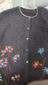 兆君2025秋冬新款100%羊絨衫女花卉繡花開(kāi)衫外套圓領(lǐng)偏厚針織上衣 石墨灰 L 曬單實(shí)拍圖
