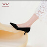 穿高跟鞋的吳大叔【護趾棉】2025春不累腳通勤尖頭高跟鞋絨面顯瘦細跟女鞋時(shí)尚單鞋 曬單實(shí)拍圖