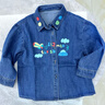 嘟嘟家【可水洗】?jì)和浥Ｗ型馓状貉b男童洋氣襯衫女童戶(hù)外休閑上衣春秋 牛仔藍色 90 曬單實(shí)拍圖