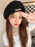 京悠雨德國毛呢貝雷帽女秋冬英倫復古時(shí)尚大頭圍百搭顯臉小法式白色 黑色 可調節 曬單實(shí)拍圖