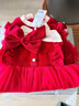 妮莎倍兒女童連衣裙秋冬款2025新款加絨冬天女孩紅色年服兒童 紅色 140 曬單實(shí)拍圖