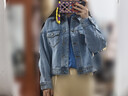 茵曼（INMAN）章若楠同款復古休閑短款牛仔外套長(cháng)袖上衣 牛仔藍-18518171 M 曬單實(shí)拍圖