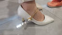 渝鼎福中式婚鞋單鞋 新娘伴娘鞋 女配旗袍尖頭氣質(zhì)高跟瑪麗珍細跟單鞋 尖頭高跟鞋【米白色升級版 36】 曬單實(shí)拍圖