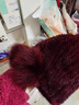 兔芊中老年人貂皮帽子女士皮草帽子水貂毛編織狐貍毛球保暖護耳皮草帽 酒紅色 均碼有彈力 曬單實(shí)拍圖