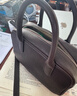 裘真【明星推薦】寬寬包植鞣牛皮休閑斜挎包手提保齡球包女 咖啡色 曬單實(shí)拍圖