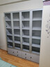 椰果帶燈書(shū)柜書(shū)架帶玻璃門(mén)現代簡(jiǎn)約書(shū)櫥展示文件柜子收納儲物組合柜子 高級淺灰不帶燈 80厘米長(cháng)倆門(mén) 曬單實(shí)拍圖