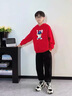 WASSUP WKENG聯(lián)名小熊男童連帽衛衣套裝秋冬2025新款中大童加絨兒童春季運動(dòng)服 紅色+黑褲子（春秋款） 130 兒童尺碼推薦【45-62斤】 曬單實(shí)拍圖