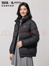 鴨鴨（YAYA）梓渝同款時(shí)空道宇系列羽絨服女短款秋冬新款立領(lǐng)情侶男面包服外套 黑色 M /170 【建議110-130斤】 曬單實(shí)拍圖