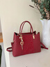 CADUNI KAISER包包女包牛皮新娘婚包輕奢手提單肩大包生日38女神節禮物 【紅色】三八3.8節送老婆媽媽 品牌洋氣大容量休閑通勤 曬單實(shí)拍圖