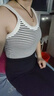 宜而爽【顯瘦遮肉】撞色條紋針織吊帶背心女可外穿無(wú)袖內搭打底上衣女 曬單實(shí)拍圖