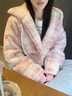 韓惠芷加厚外套女2025冬季韓系小香風(fēng)格子寬松學(xué)生百搭夾棉派克棉服女 A80粉色 【加棉加厚雙層】 M 【建議80-100斤】 曬單實(shí)拍圖