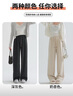 自由系闊腿褲女秋冬季加絨加厚高腰顯瘦寬松垂感羊毛蠶絲直筒休閑褲子 曬單實(shí)拍圖