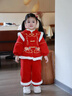 班喜迪女童漢服套裝秋冬裝兒童新中式寶寶周歲禮服國風(fēng)唐裝冬季拜年衣服 紅色 90 曬單實(shí)拍圖
