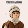 愛(ài)寶適兒童帽子秋冬毛線(xiàn)護耳帽圍巾套裝男女童針織帽兩件套黑色笑臉T226 曬單實(shí)拍圖
