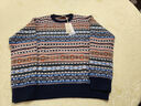 科蒙博卡2025秋冬新款費爾島羊毛衫女裝條紋偏厚針織衫寬松打底毛衣 藏青 L 曬單實(shí)拍圖