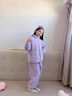 candynut兒童睡衣加絨加厚珊瑚絨男女童秋冬保暖套裝可外穿家居服兩件套 粉紫（加絨加厚套裝） 150 （建議身高140-150cm） 曬單實(shí)拍圖