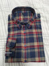 TOME BORNEK撞色格子純棉磨毛大碼長(cháng)袖襯衫男秋冬商務(wù)休閑中年爸爸裝襯衣 輕奢高端藍紅格 L -175 曬單實(shí)拍圖