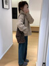 羊毛毛衣女秋季大翻領(lǐng)立體麻花慵懶風(fēng)小眾設計感針織衫 卡其色 均碼 曬單實(shí)拍圖