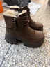狄德拉真皮馬丁靴女2026新款秋冬季加絨加厚棉鞋厚底小個(gè)子增高雪地短靴 棕色（單里） 34 (220mm) 曬單實(shí)拍圖