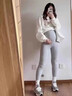 ARTFULMOM英國孕婦褲打底褲孕婦褲子秋冬外穿孕婦裝春秋加絨秋顯瘦棉褲高腰 淺麻灰加絨款（推薦-10~10℃） XL 曬單實(shí)拍圖