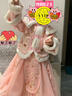 安妮優(yōu)兒（Anneyol）女童漢服冬款連衣裙加絨冬裙子拜年公主裙冬季兒童冬裝 粉色 110 曬單實(shí)拍圖