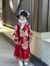 玫初莎拜年服女童冬裝加絨過(guò)年喜慶紅色新年兒童漢服2025新款中國風(fēng)古裝 659酒紅+毛領(lǐng)+頭飾眉心貼 加絨 130 【建議身高125cm左右】 曬單實(shí)拍圖