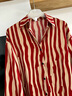 秋季冷淡系高級感襯衣小眾氣質(zhì)條紋翻領(lǐng)襯衫洋氣顯瘦蝙蝠袖上衣女 紅色 獨家實(shí)拍版(非低價(jià)劣質(zhì)盜版 均碼  建議體重80-150斤穿 曬單實(shí)拍圖