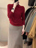 莫代爾高領(lǐng)打底衫女2025新款蠶絲羊毛內搭磨毛絨加厚保暖安可拉紅上衣冬 安可拉紅 L 建議105-115斤 曬單實(shí)拍圖