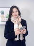 上海故事秋冬新款綿羊毛圍巾女格子加厚保暖防寒披肩禮盒送長(cháng)輩 格格多彩-羊皮駝(35*200cm加長(cháng)加厚_圍巾款 曬單實(shí)拍圖