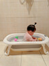 KINGXIAOJING日本進(jìn)口品質(zhì)嬰兒洗澡盆寶寶可折疊幼兒坐躺大號浴桶新生兒用品 灰色浴盆+浴架 曬單實(shí)拍圖