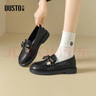 dusto樂(lè )福鞋女鞋春季新款小皮鞋蝴蝶結圓頭粗跟通勤鞋2259A 黑色 39 曬單實(shí)拍圖