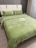 拉夏貝爾（La Chapelle）兔毛牛奶絨床裙四件套雙面絨冬季加厚床單被套防滑床罩式床上用品 泡泡-時(shí)尚綠【雙面加厚加絨/鎖溫保暖】 床裙款 1.8m裙擺式四件套 曬單實(shí)拍圖
